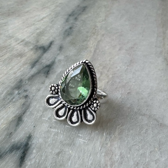 NWOT Sundance Peacock Plume Ring, Green Amethyst, Sterling Silver - Picture 2 of 5